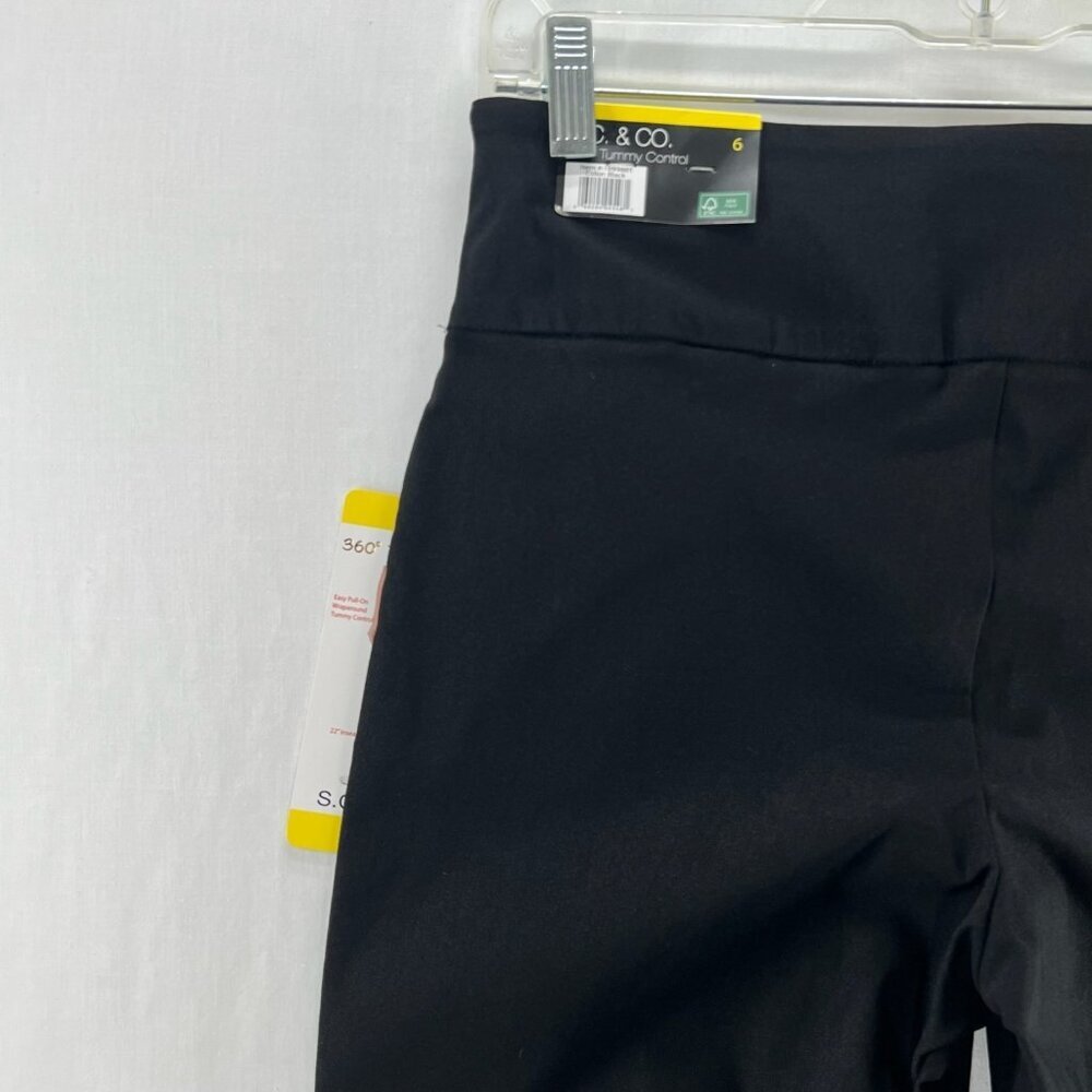 S.C. & CO 360 Tummy Control Cropped Pants Womens 6 Easy Pull On Petal Slit Black - Picture 6 of 13
